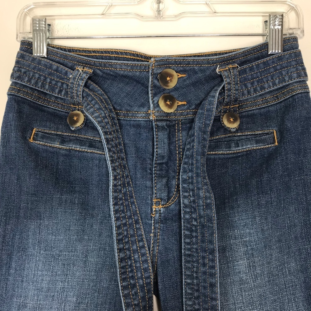 Anthropologie Pilcro and the Letterpress Cropped Culotte Tie Belt Jeans Size 25P - Picture 2 of 12